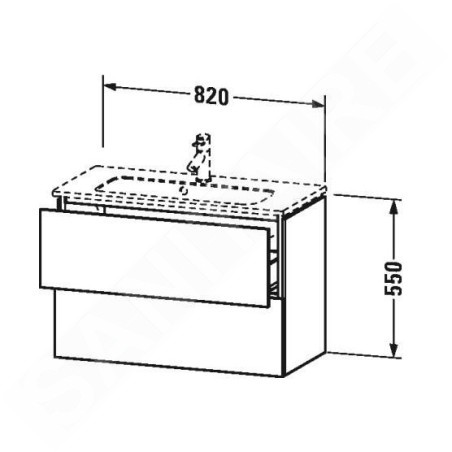 Duravit L-Cube - Meuble sous lavabo 550x820x391 mm, 2 tiroirs, blanc mat LC625701818