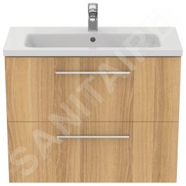 Ideal Standard i.Life S - Meuble sous lave-mains, 800x375x630 mm, 2 tiroirs, chêne T5295NX