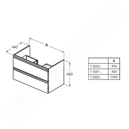 Ideal Standard Tesi - Meuble sous lavabo, 800x440x490 mm, noir T0051ZT