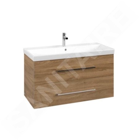 Villeroy & Boch Avento - Meuble sous lavabo 980x514x452 mm, deux tiroirs, Oak Kansas A89200RH
