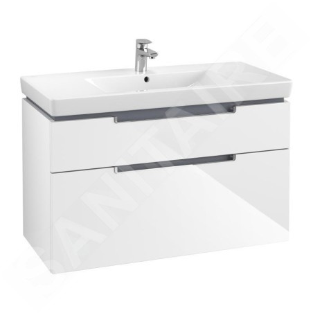 Villeroy & Boch Subway 2.0 - Meuble sous lavabo, 987x590x449 mm, 2 tiroirs, Glossy White A91510DH
