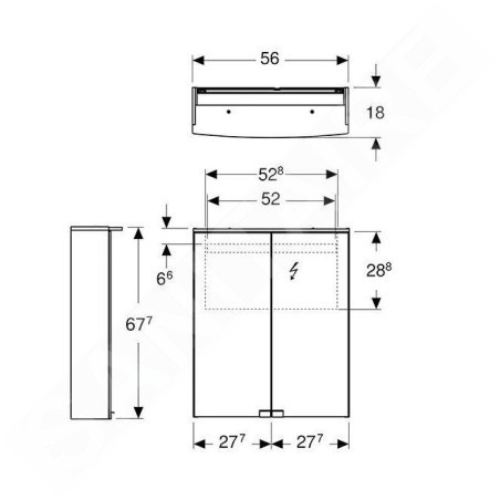 Geberit Option - Armoire de toilette avec éclairage, 560x675x180 mm, blanc 500.258.00.1