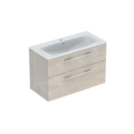 Geberit Selnova Square - Meuble-vasque 635x988x480 mm, avec vasque, 2 tiroirs, noyer clair hickory 501.247.00.1