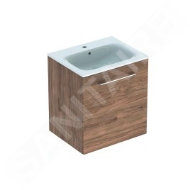 Geberit Selnova Square - Meuble-vasque 635x588x480 mm, avec vasque, 1 porte, noyer hickory 501.254.00.1