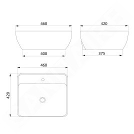 Sapho Tuje - Lavabo à poser 46x42 mm, sans trop-plein, trou pour robinet, blanc TU0217