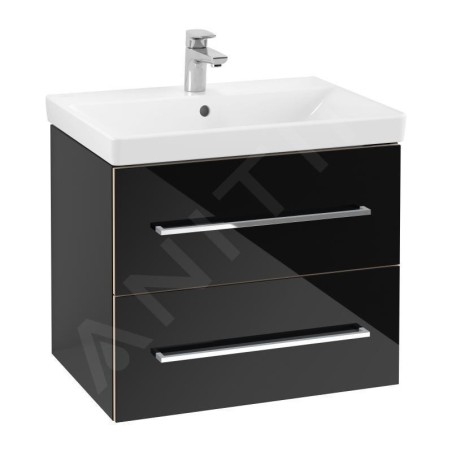 Villeroy & Boch Avento - Meuble-vasque, 630x514x452 mm, 2 tiroirs, Crystal Black A89000B3