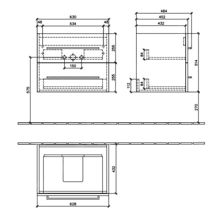 Villeroy & Boch Avento - Meuble-vasque, 630x514x452 mm, 2 tiroirs, Nordic Oak A89000VJ