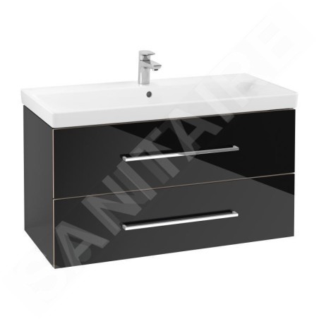 Villeroy & Boch Avento - Meuble-vasque, 980x514x452 mm, 2 tiroirs, Crystal Black A89200B3