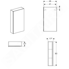 Geberit Acanto - Armoire suspendue 450x820 mm avec miroir intérieur, sable gris 500.639.JL.2