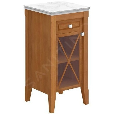 Villeroy & Boch Hommage - Armoire latérale, 440 mm × 850 mm × 425 mm, érable massif, teinte noyer - meuble, charnières à droite