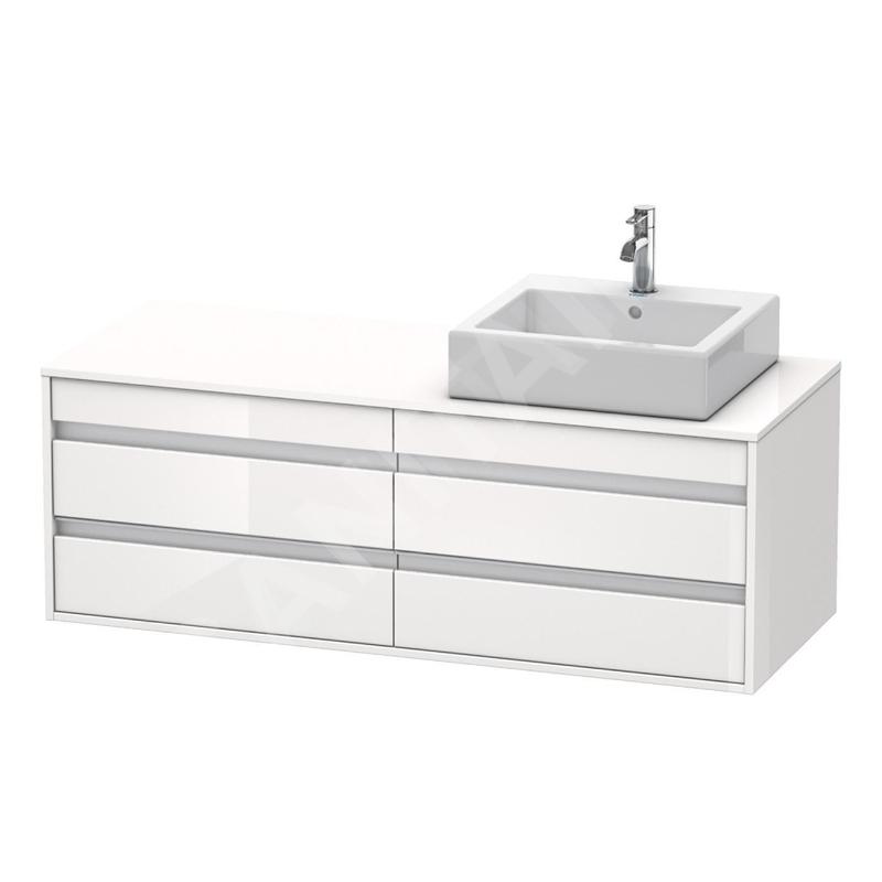 Duravit Ketho - Meuble sous lavabo 496x1400x550 mm, droite, 4 tiroirs, blanc brillant KT6657R2222