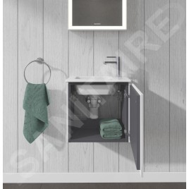 Duravit L-Cube - Meuble sous lavabo 400x420x294 mm, gauche, 1 porte, blanc brillant LC6272L2222