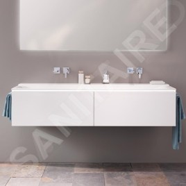 Geberit Xeno 2 - Meuble sous lavabo Varicor 1400 mm avec luminaire LED, 2 tiroirs, blanc mat 500.347.00.1