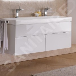Geberit Xeno 2 - Meuble sous lavabo 1200 mm avec luminaire LED, 4 tiroirs, blanc poli 500.518.01.1