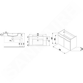 Jika Cube - Meuble avec lavabo, 790x422x622 mm, blanc H4537521763001