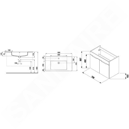 Jika Cube - Meuble avec lavabo, 790x422x622 mm, blanc H4537521763001
