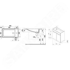 Jika Cube - Meuble avec lavabo, 590x327x622 mm, blanc H4536311763001