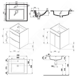 Jika Cube - Meuble avec lavabo, 440x422x607 mm, blanc H4536211763001
