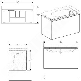 Geberit Acanto - Meuble sous lavabo 900 mm, noir 500.612.16.1