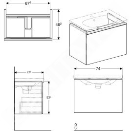 Geberit Acanto - Meuble sous lavabo 750 mm, noir 500.611.16.1