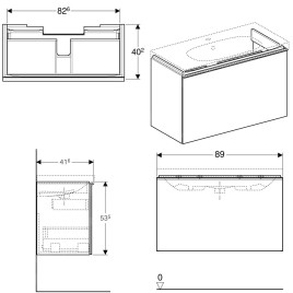 Geberit Acanto - Meuble sous lavabo 900 mm, noir 500.616.16.1