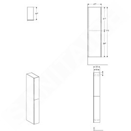 Geberit Acanto - Colonne haute 1730x220 mm, deux tiroirs, sable gris 500.638.JL.2