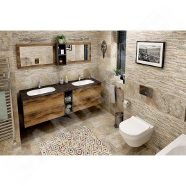Sapho Treos - Double lavabo de meuble 152x51 cm, sans trop-plein, 2 trous pour robinetterie, blanc TS152-0101