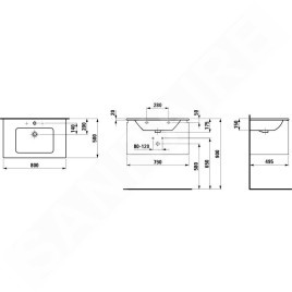 Laufen Pro S - Meuble avec lavabo, 800x500 mm, 1 tiroirs, blanc brillant H8609634751041