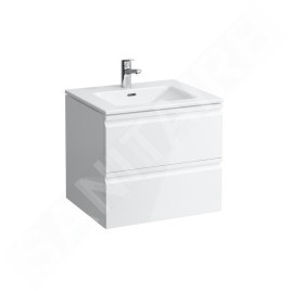Laufen Pro S - Armoire avec lavabo, 600x500 mm, 2 tiroirs, blanc brillant H8619614751041