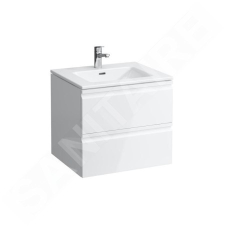 Laufen Pro S - Armoire avec lavabo, 600x500 mm, 2 tiroirs, blanc brillant H8619614751041
