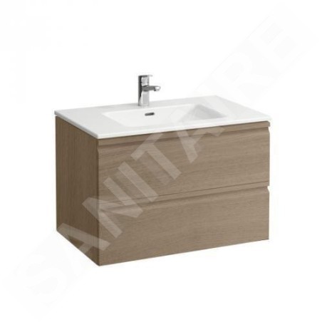 Laufen Pro S - Meuble avec lavabo, 800x500 mm, 2 tiroirs, chêne clair H8619634791041