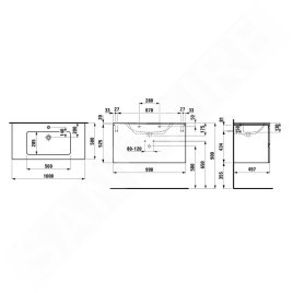 Laufen Pro S - Meuble avec lavabo, 1000x500 mm, 2 tiroirs, graphite mat H8619654801041