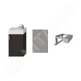 Jika Petit - Meuble avec lave-mains, 386x221x585 mm, miroir, éclairage, gris H4535141753011