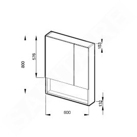 Jika Lyra - Armoire avec miroir 600x132x800 mm, blanc H4532410383041