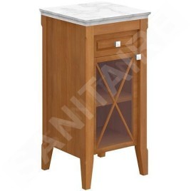 Villeroy & Boch Hommage - Armoire latérale, 440 mm × 850 mm × 425 mm, érable massif, teinte noyer - meuble, charnières à gauche