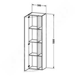 Duravit DuraStyle - Armoire haute 1800x500x360 mm, droite, blanc brillant DS1249R2222