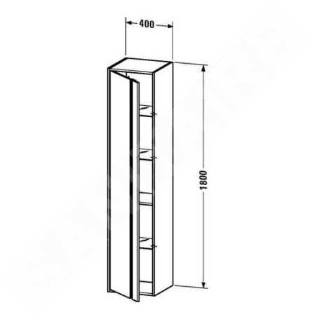 Duravit Ketho - Armoire haute 1800x400x360 mm, gauche, blanc brillant KT1255L2222