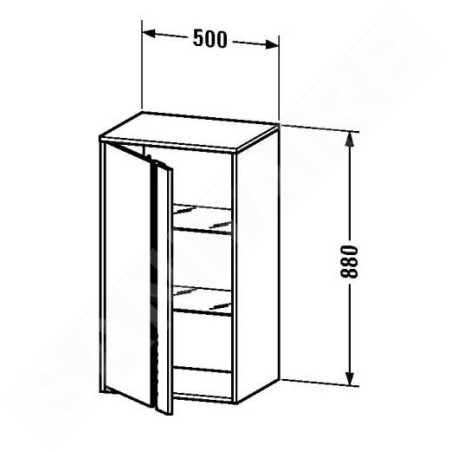 Duravit Ketho - Armoire haute 880x500x360 mm, gauche, blanc brillant KT1266L2222