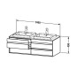 Duravit Ketho - Meuble sous lavabo 496x1400x550 mm, gauche, 4 tiroirs, blanc brillant KT6757L2222