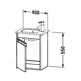 Duravit Ketho - Meuble sous lavabo 550x400x285 mm, gauche, blanc brillant KT6417L2222