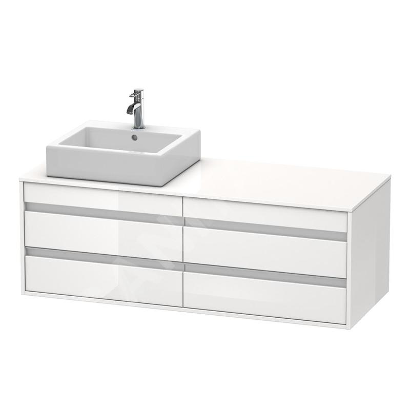 Duravit Ketho - Meuble sous lavabo 496x1400x550 mm, gauche, 4 tiroirs, blanc brillant KT6657L2222