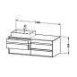 Duravit Ketho - Meuble sous lavabo 496x1400x550 mm, gauche, 4 tiroirs, blanc brillant KT6657L2222