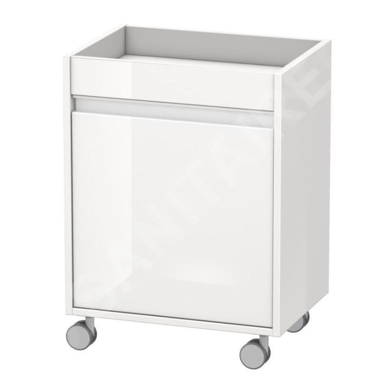 Duravit Ketho - Meuble à roulettes 670x500x360 mm, droite, 1 porte, blanc brillant KT2530R2222