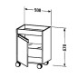 Duravit Ketho - Meuble à roulettes 670x500x360 mm, droite, 1 porte, blanc brillant KT2530R2222
