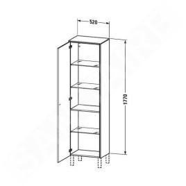 Duravit Brioso - Armoire haute 1770x520x360 mm, droite, blanc brillant BR1331R2222