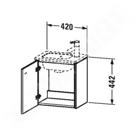 Duravit Brioso - Meuble sous lavabo 442x420x289 mm, version droite, 1 porte, blanc brillant BR4000R2222