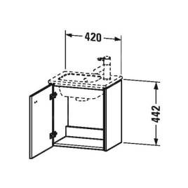 Duravit Brioso - Meuble sous lavabo 442x420x289 mm, version gauche, 1 porte, blanc brillant BR4000L2222