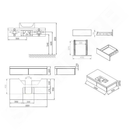 Ravak Formy - Armoire sous le lavabo 1000x550x220 mm, blanc X000001030