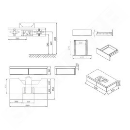 Ravak Formy - Meuble sous lavabo 1000x550x220 mm, noyer X000001036