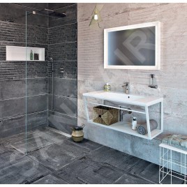Sapho Ska - Support pour lavabo avec étagère, 900 mm, blanc mat SKA113